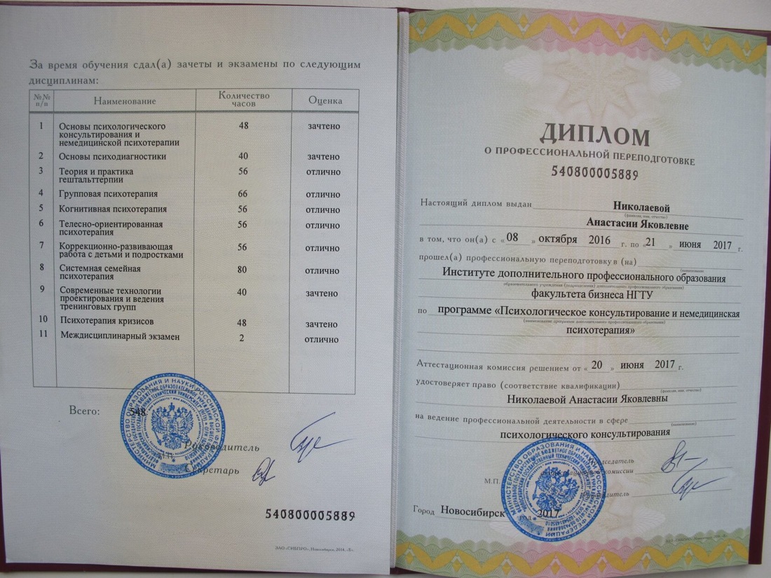 Диплом о профессиональной переподготовке